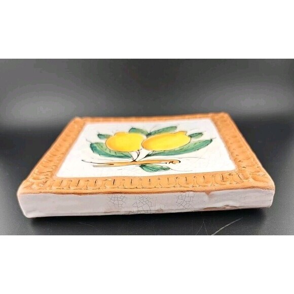 Horchow Italian Glazed Terracotta 6.5" Lemon Fruits Wall Art Tiles Italy - Picture 4 of 7
